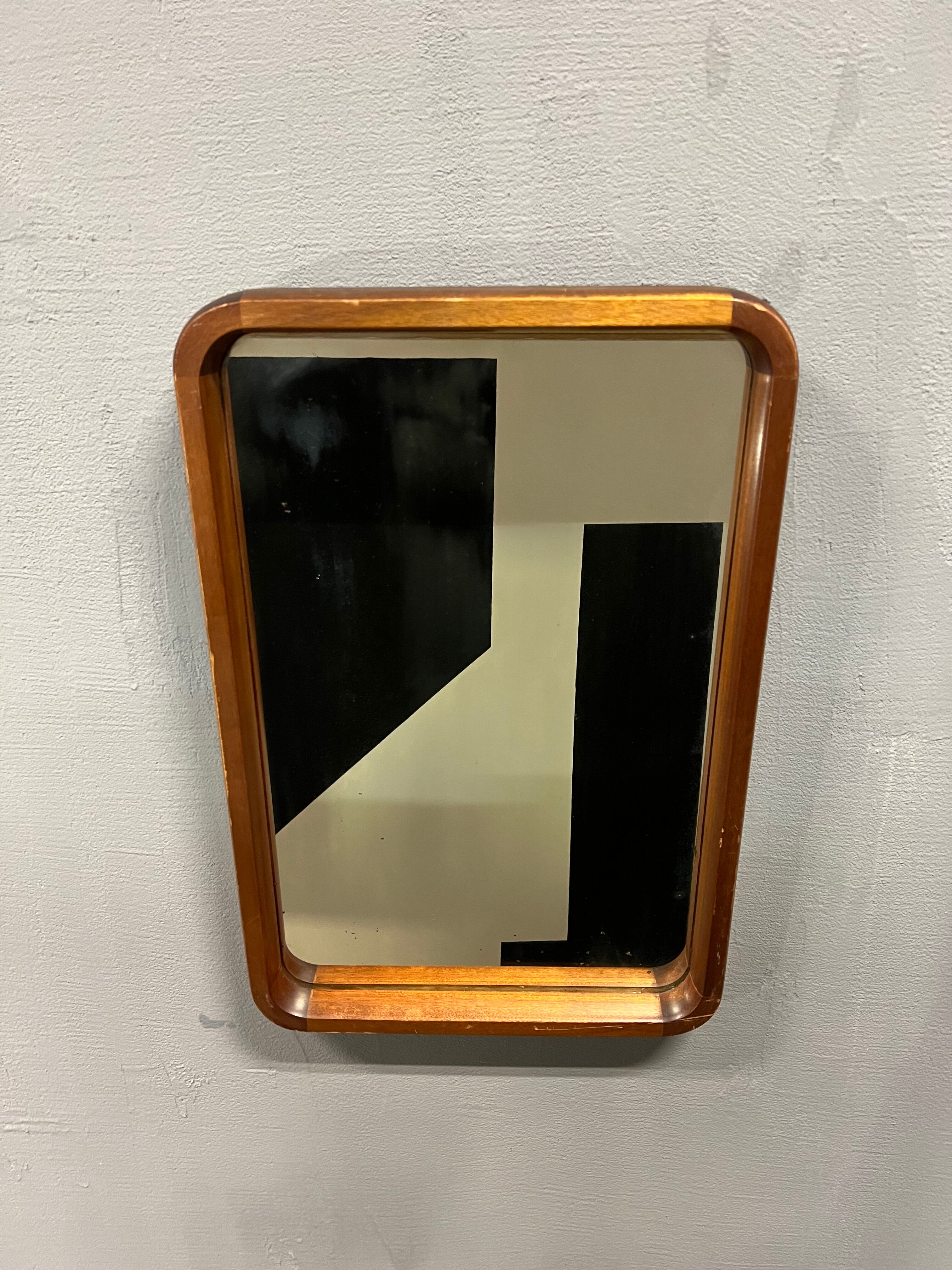 Scandinavian modernist wooden mirror