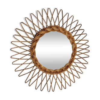 Old rattan sun mirror (diameter 40 cm)