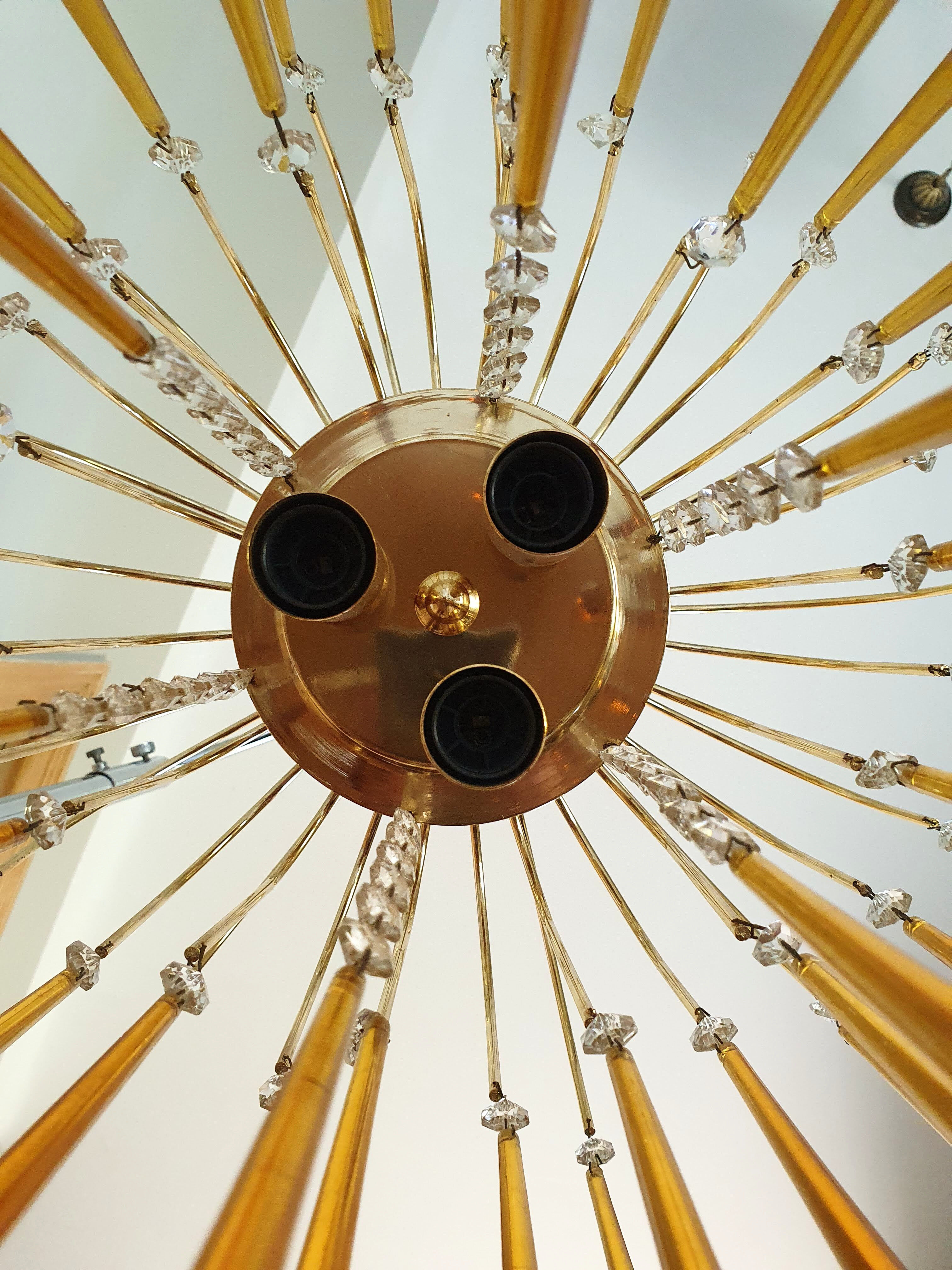 Orange water drop chandelier 70s