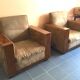 Pair of modernist Art Deco armchairs in alcantara and walnut, 1930