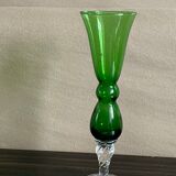 Green soliflore vase in vintage glass