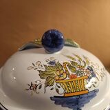 Earthenware candy dish with hand-decorated surfaces