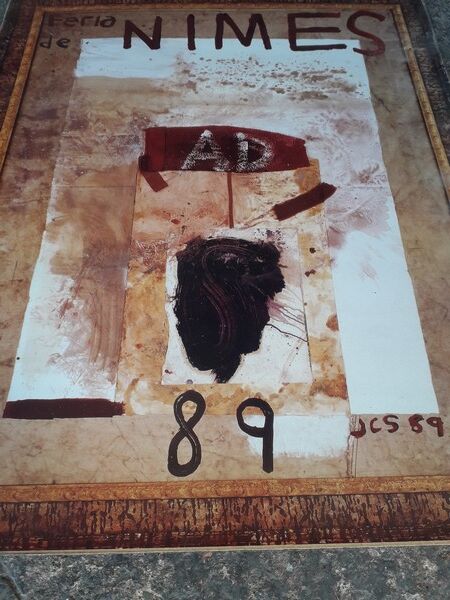 Julian Schnabel feria Nimes 1989 poster under glass
