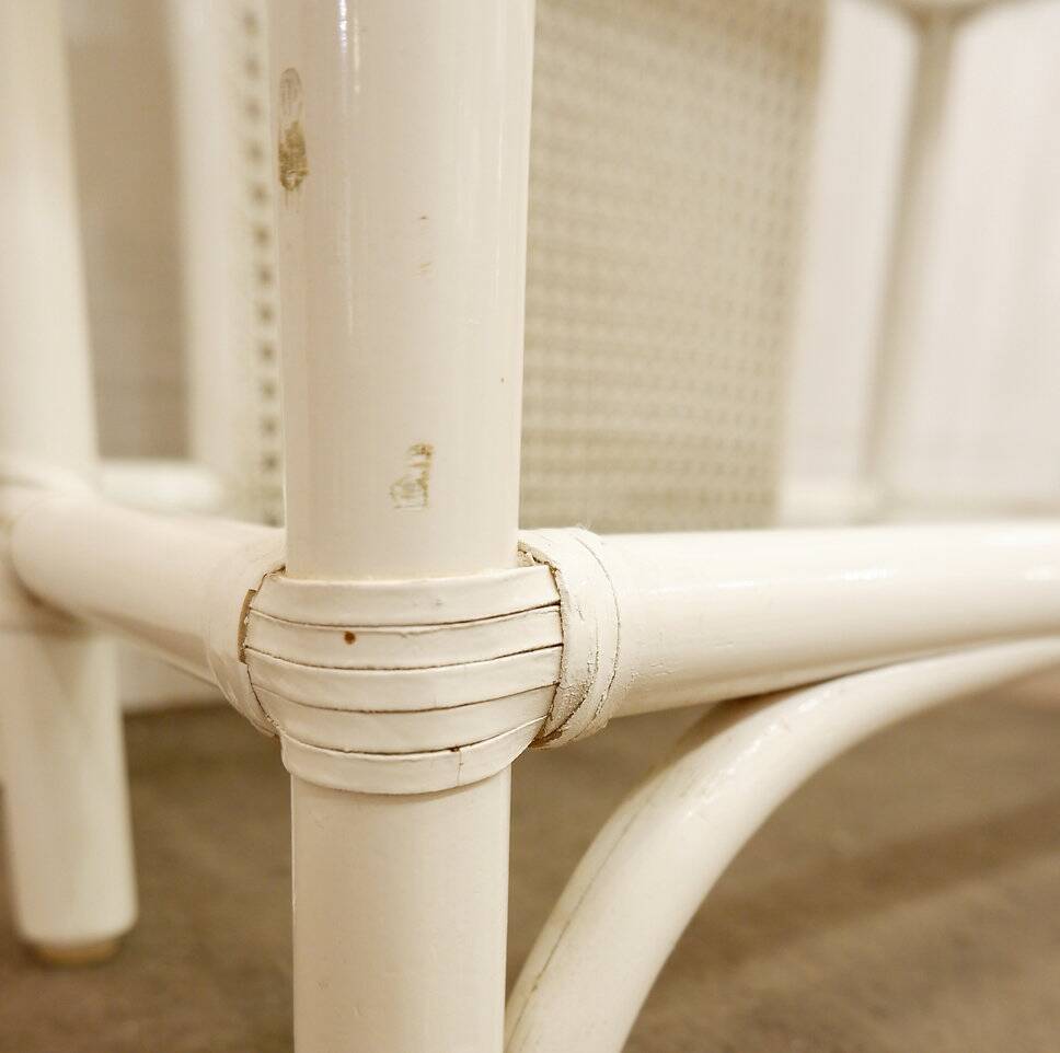 Pair of Lacquered canework shelves, Bamboo and Glass, 1980s - Italy