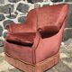 Vintage pink velvet armchair with fringes