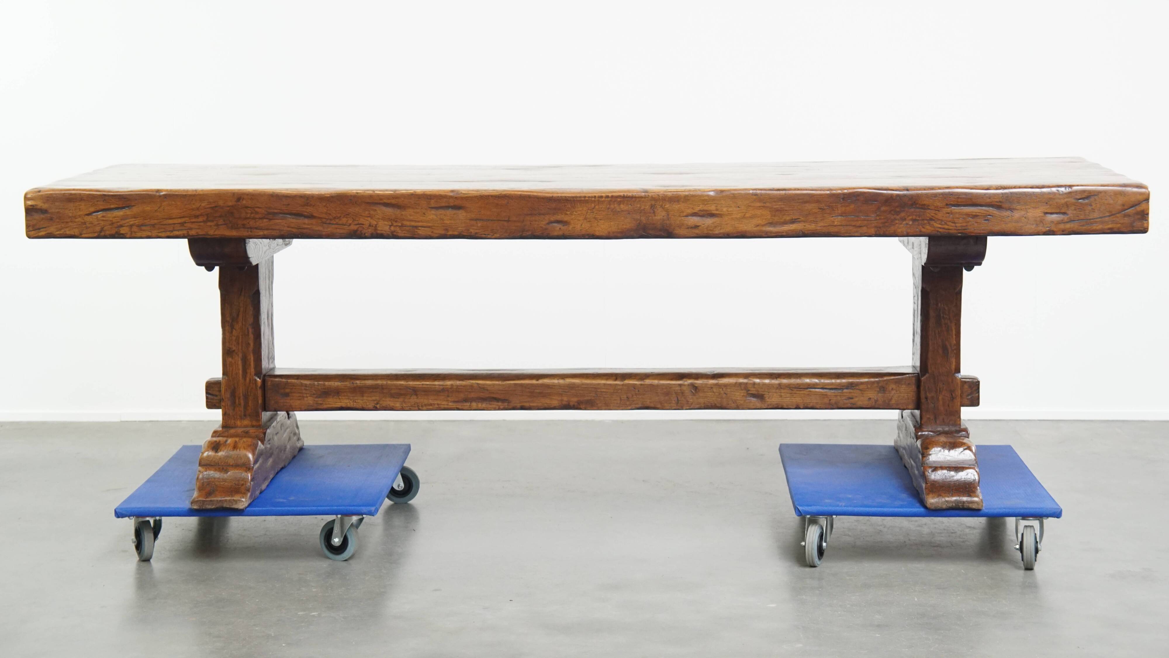 Very Heavy Antique French Table from the Early 1900s in Solid Oak