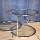 Modular aluminum coffee table and 4 glass shelves, h38x45x unfolded 120 pretty 70s style model