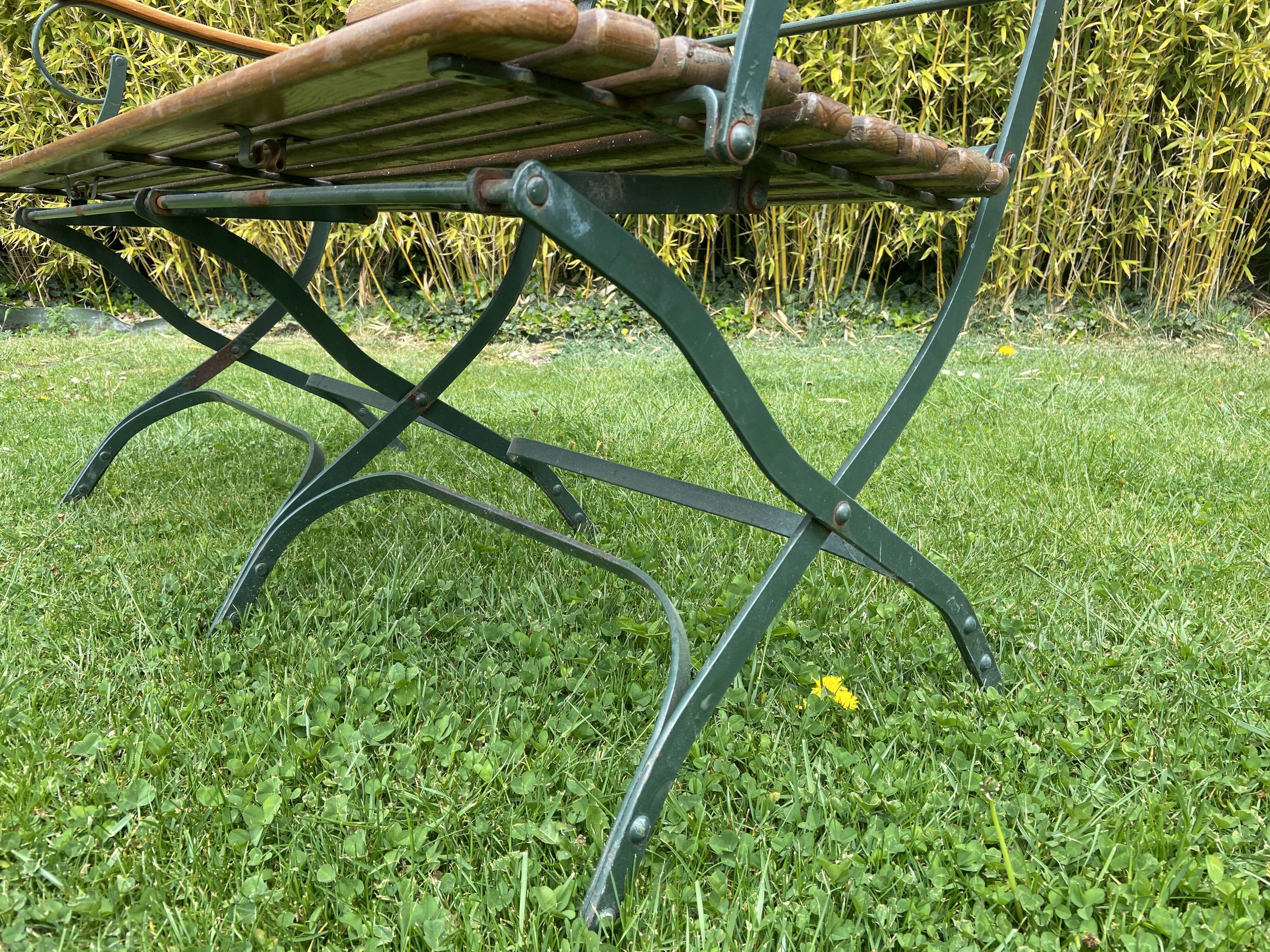 Banc de jardin vintage fer forgé et bois