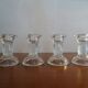 4 vintage molded glass candle holders