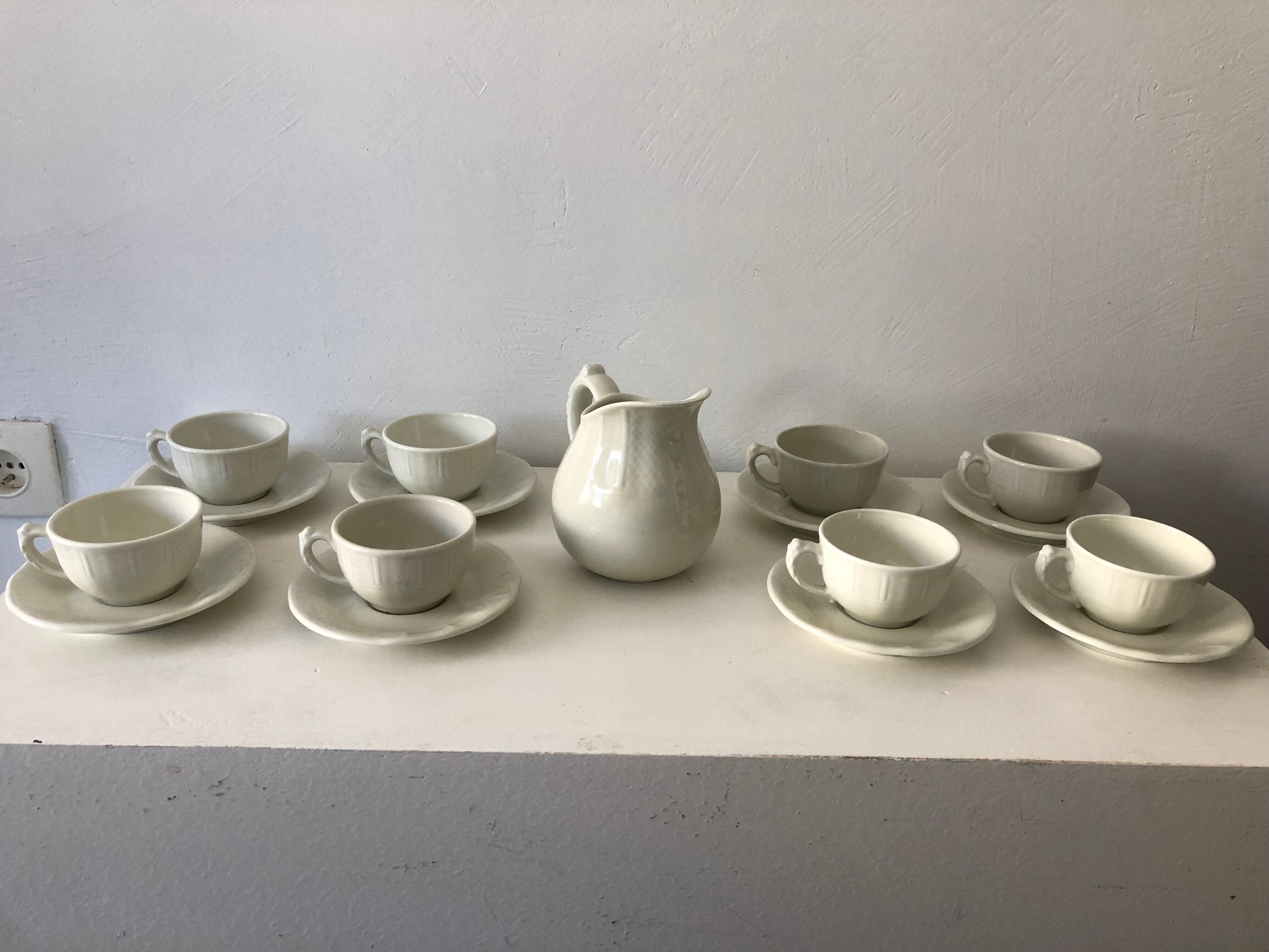 Coffee, cups, Bernardaud Limoges porcelain service.