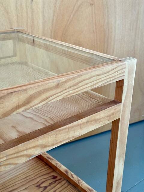 Natural wood rolling trolley