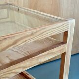 Natural wood rolling trolley