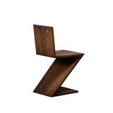 Gerrit Rietveld Zig Zag Chair is dark brown stained wood