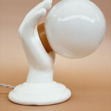 Hand-operated wall lamp in opaline globe ceramic