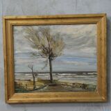 Scandinavian modern painting, 1929, Oil on board.