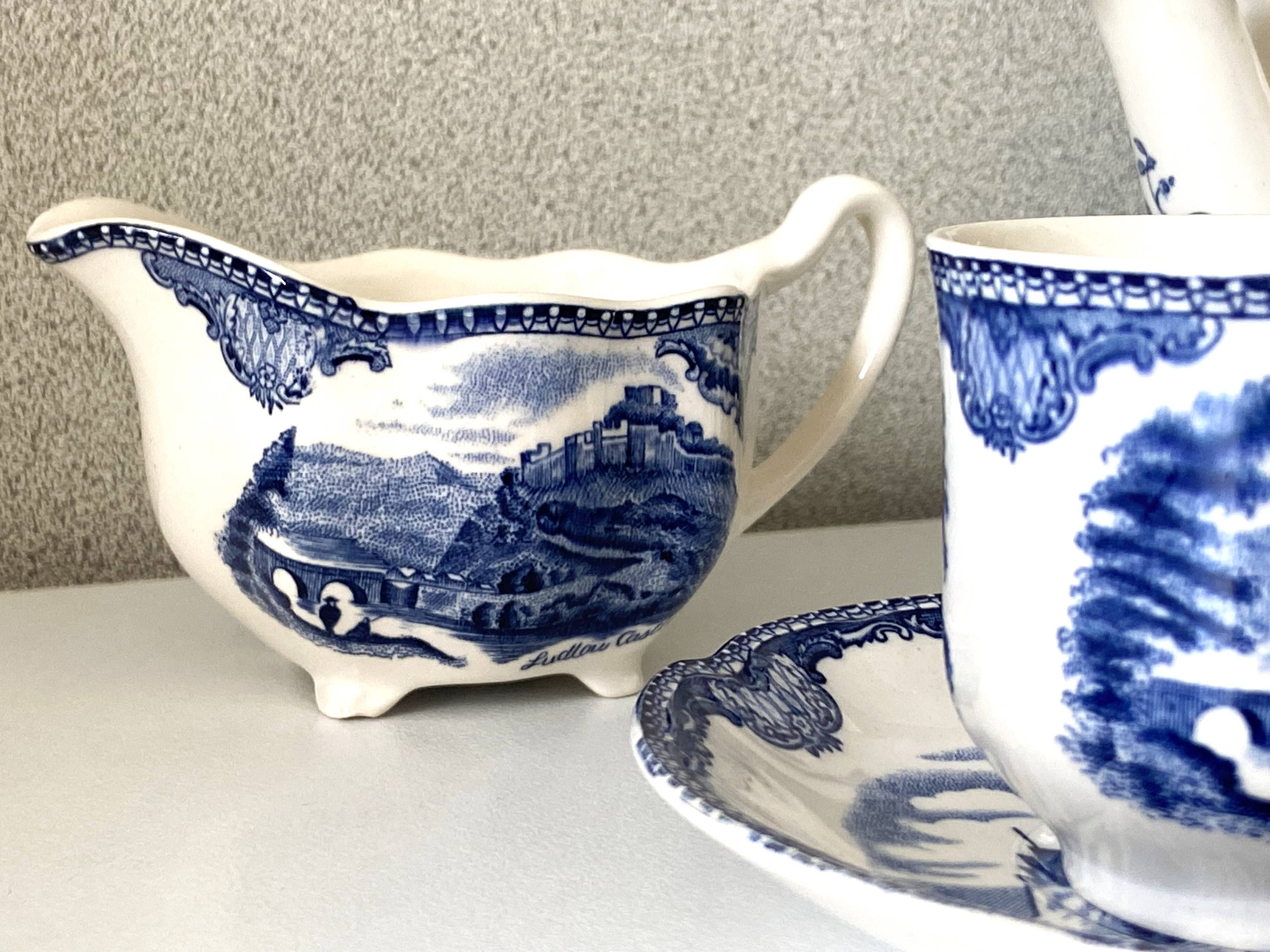 Vintage Johnson Brothers Old Castles Blue Coffee and Chocolate Tea Set