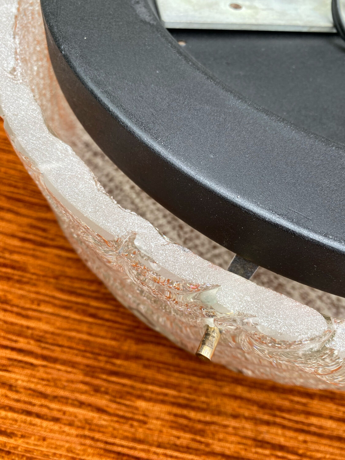 Vintage 1980s Round Molded Glass Ice Cube Wall Sconce