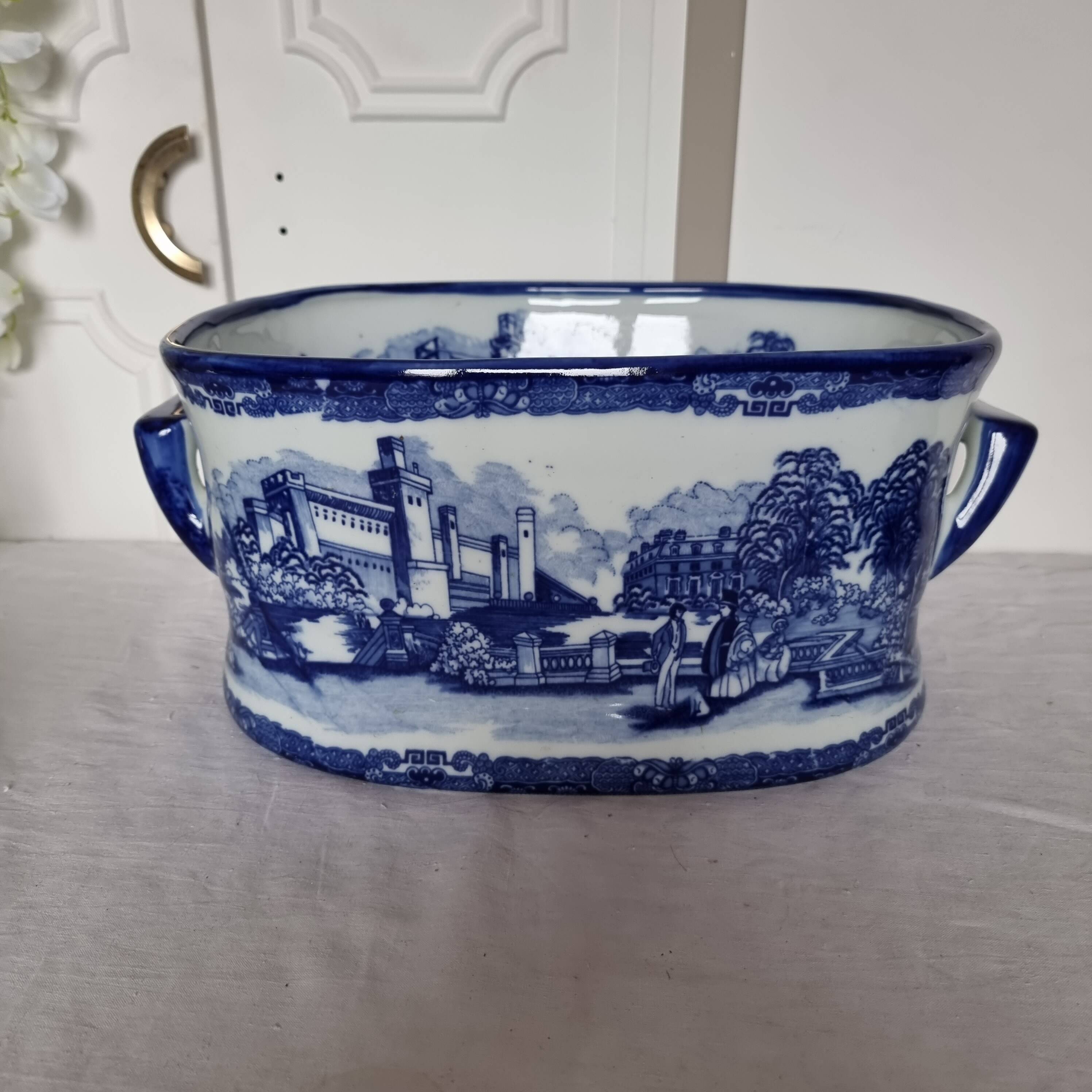 Large 20th century English glazed and enamelled earthenware planter