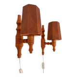 Vintage Swedish wall sconces in pine, 1970s, set of 2