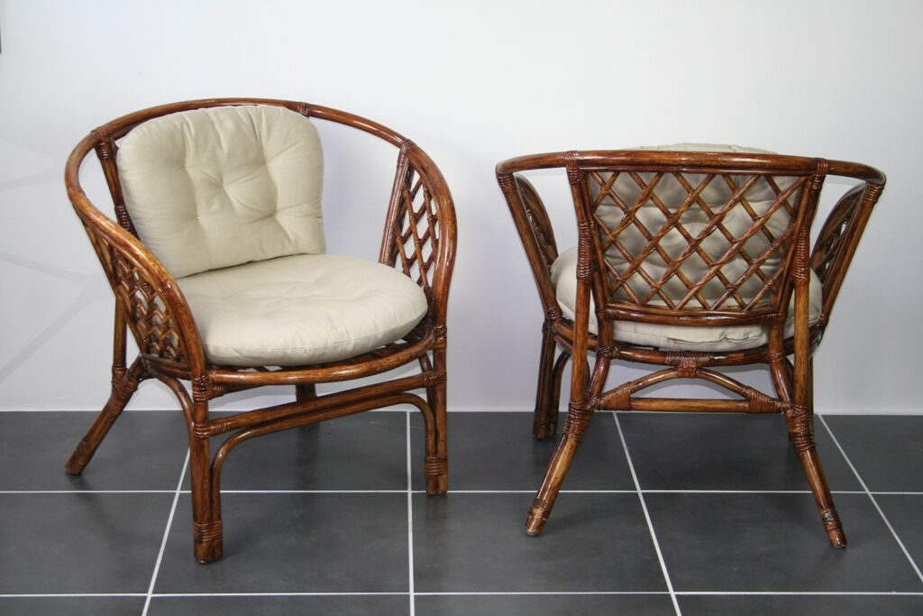 Vintage rattan armchair with cushions 1970