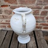White glazed stoneware jar / pottery