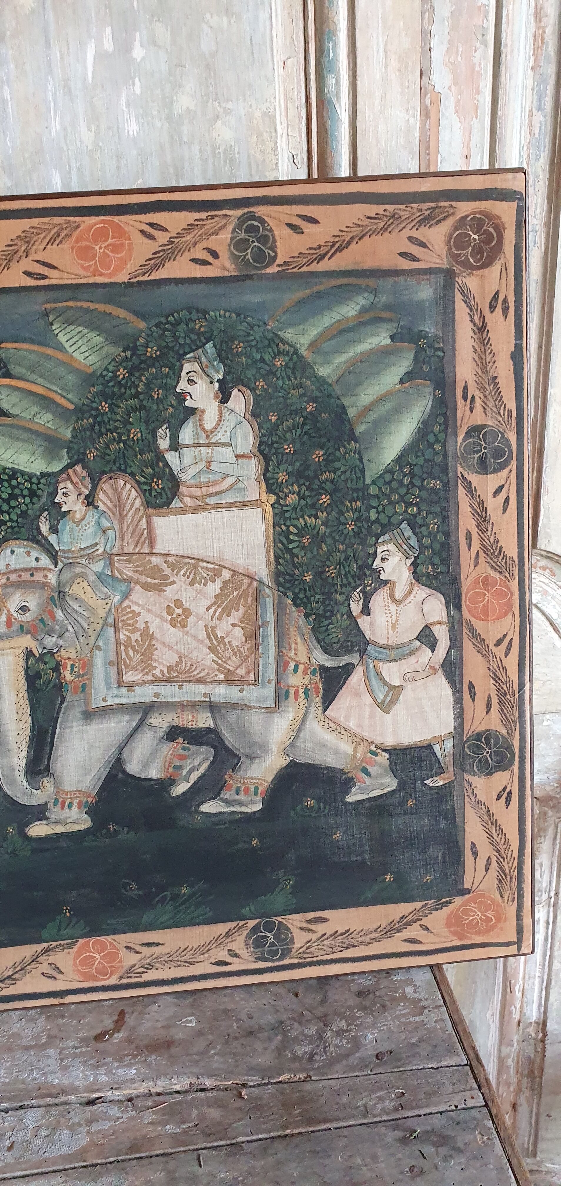 Fabric painting ancient pattern india hindu