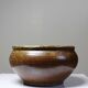Vintage stoneware bowl or planter with ash glaze, rustic wabi sabi style