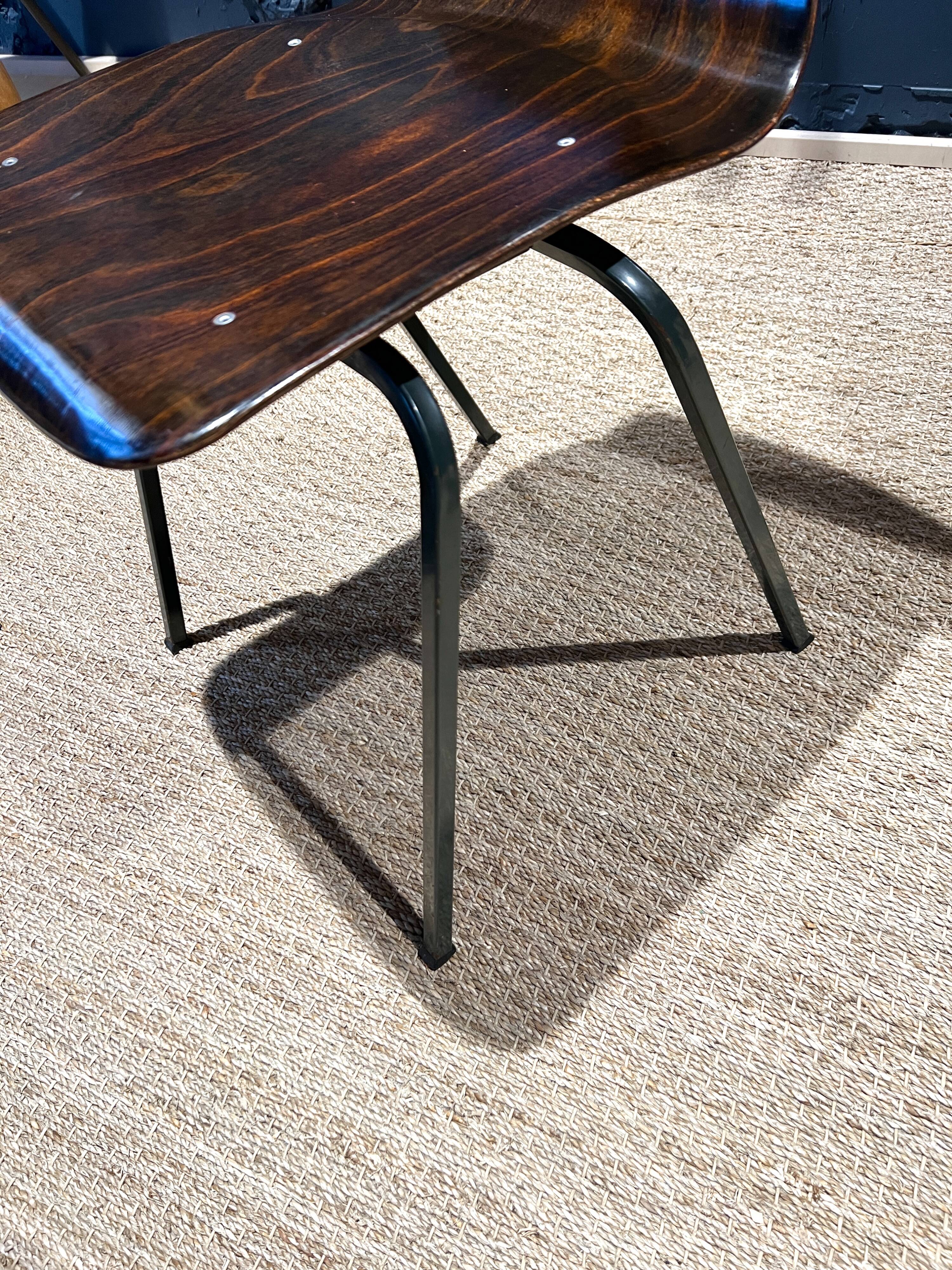 Set of 6 wenge wood chairs and green steel of gray
