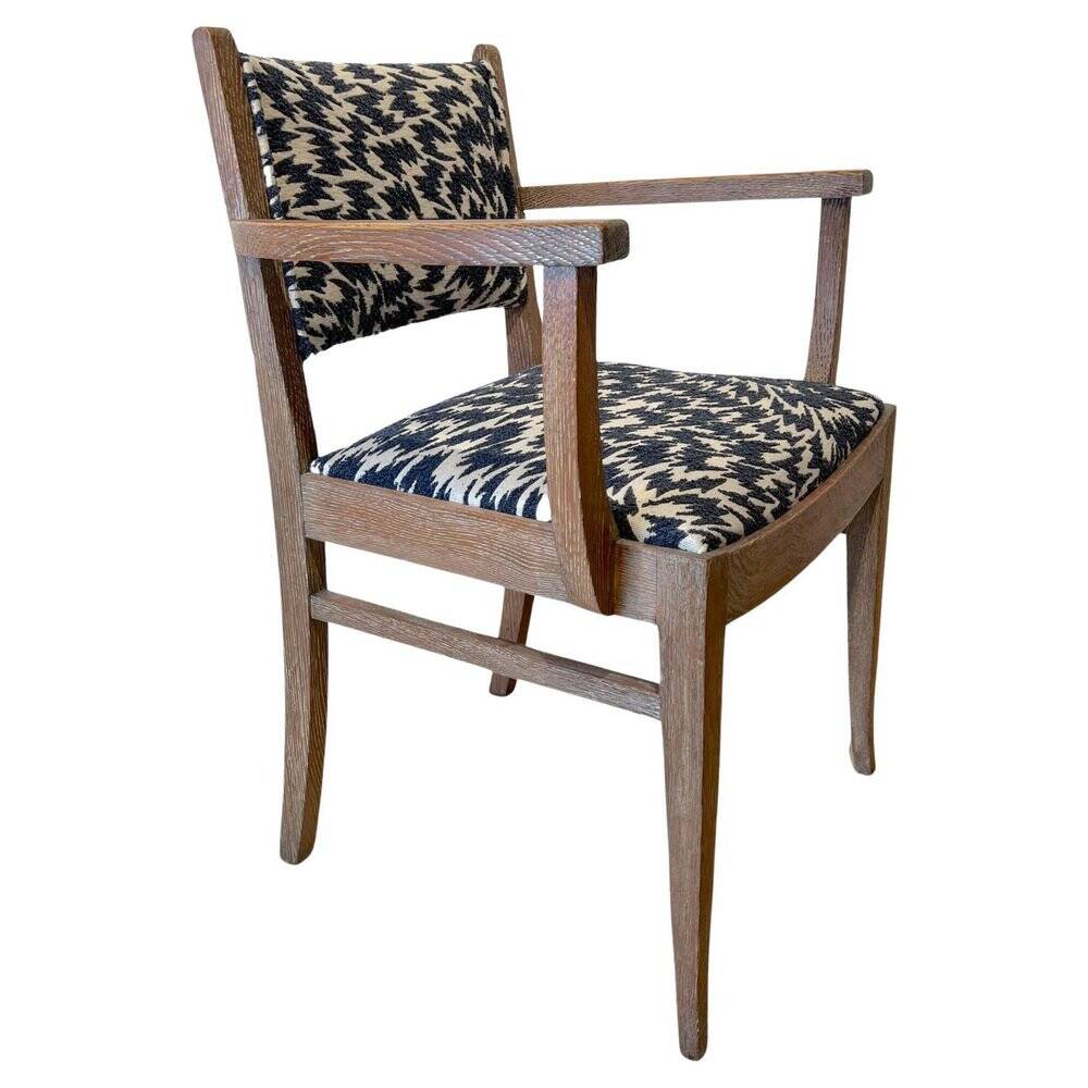 Art Deco Armchair in Limed Oak by De Coene Fères, 1935