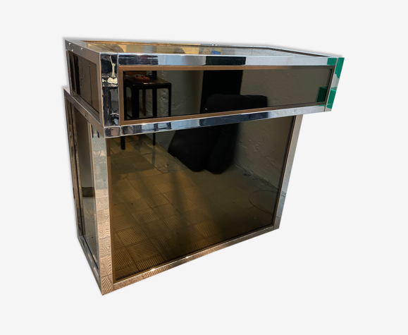 Bar en chrome et verre fumé, Italie, 1970