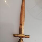 Sword-shaped letter opener paper cutter with turned wooden handle