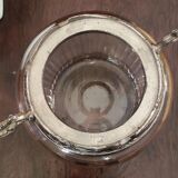 Ancien pot à biscuits/sucrier métal argenté et verre