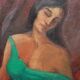 Peinture de Jean Goujon "jeune femme à la robe verte"