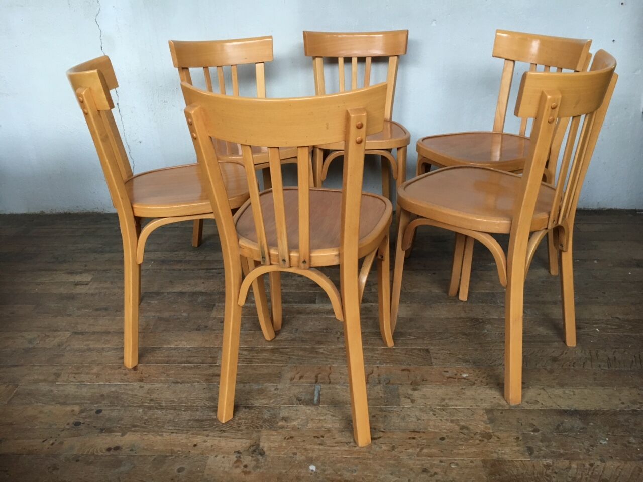 Ensemble de 6 chaises Baumann bistrot en bois clair