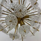 Val Saint Lambert crystal sputnik gold chandelier , 1960’s