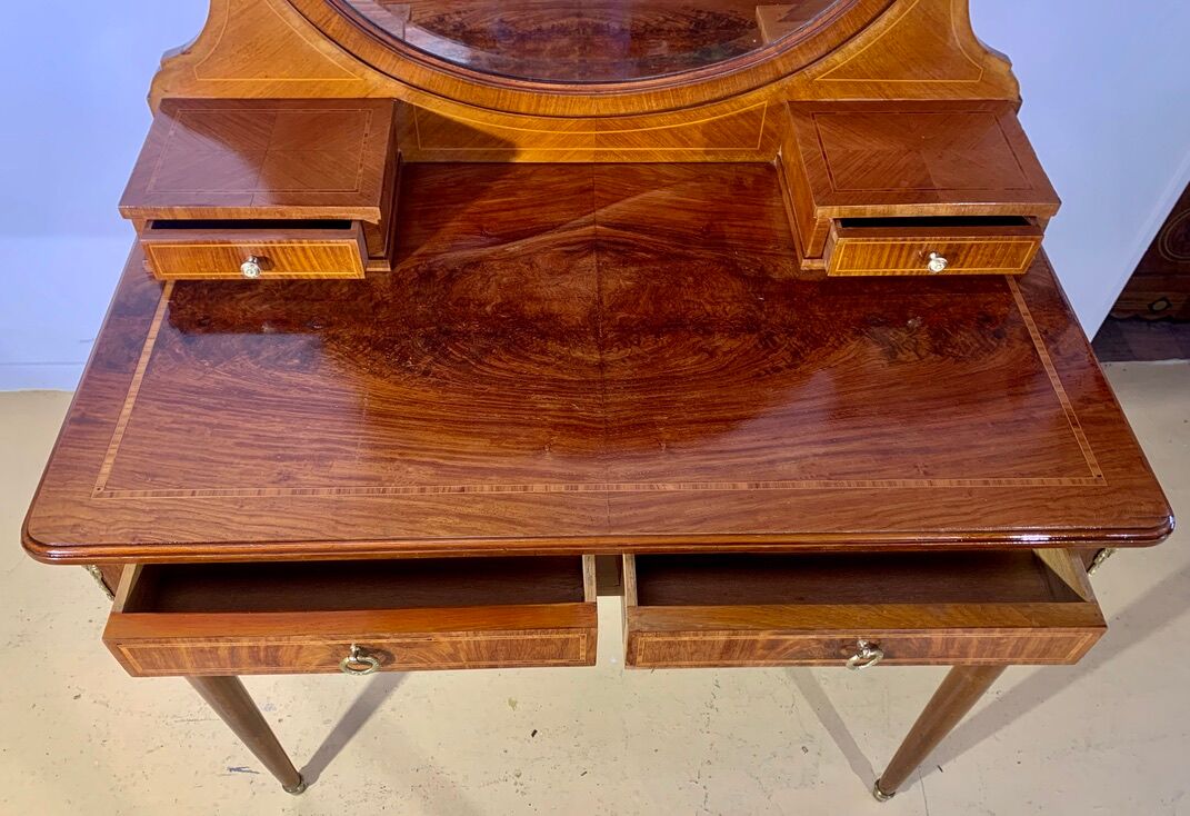 Louis XVI style dressing table in rosewood marquetry