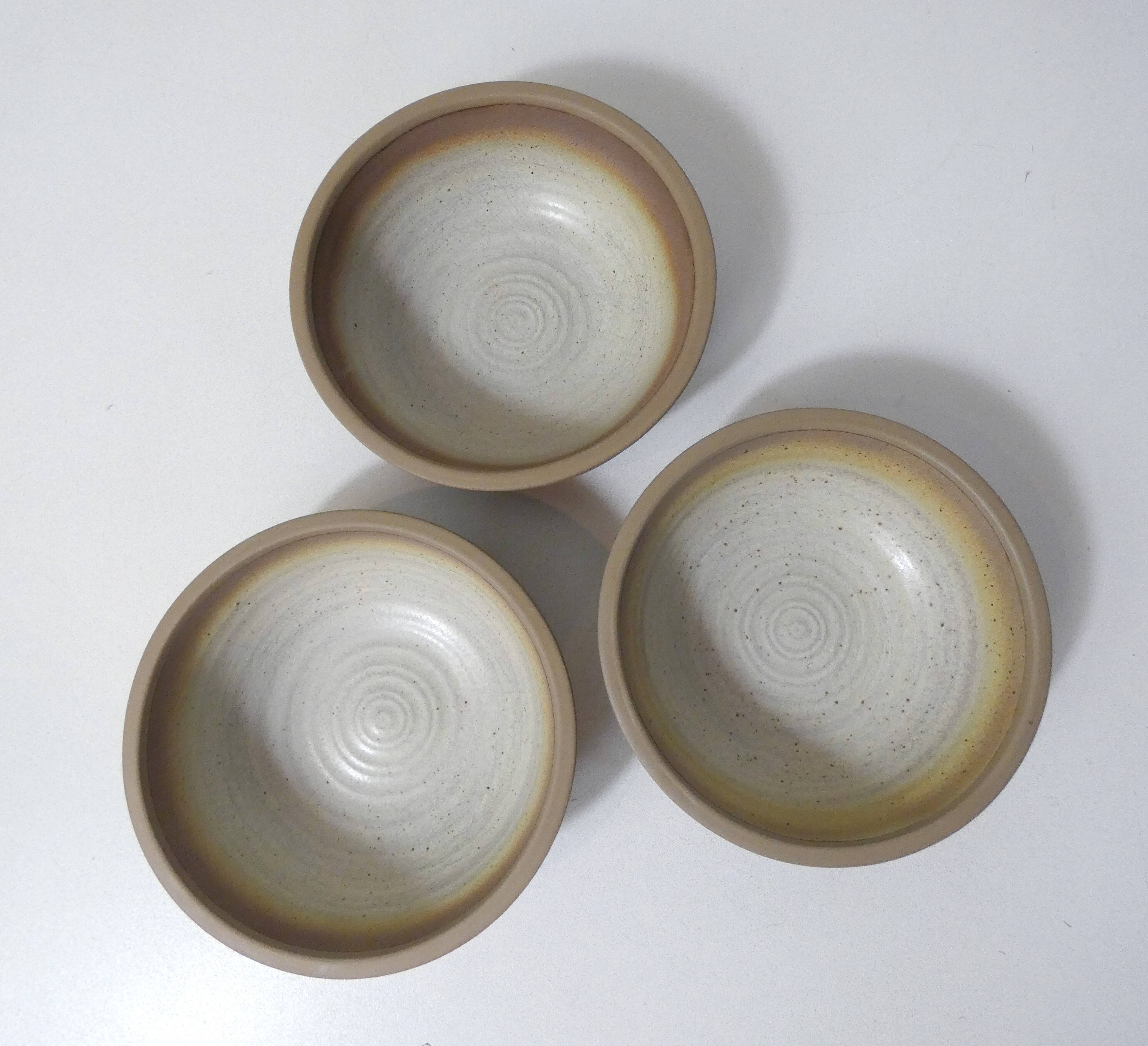 3 vintage stoneware bowls