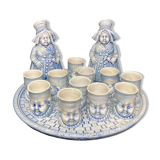 2211826 Vintage service with Breton liqueur cups and carafes ceramic XXth