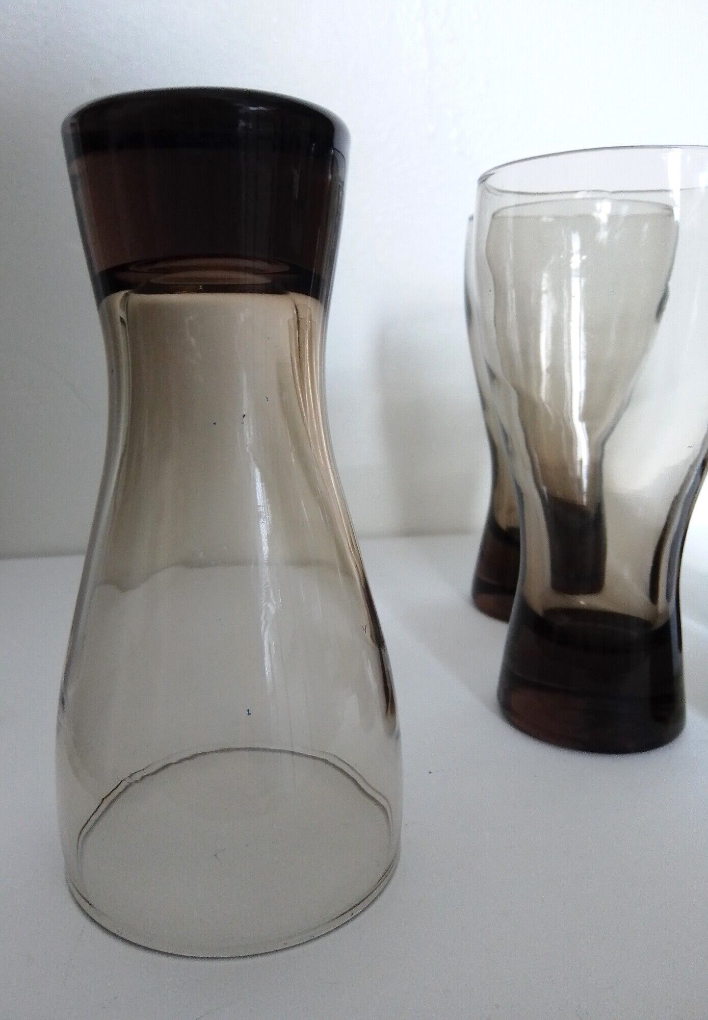 Set of 5 smoked glass soda glasses