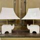 Pair of Italian travertine lamps by Fratelli Mannelli