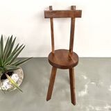 Brutalist chair in solid oak, 1900