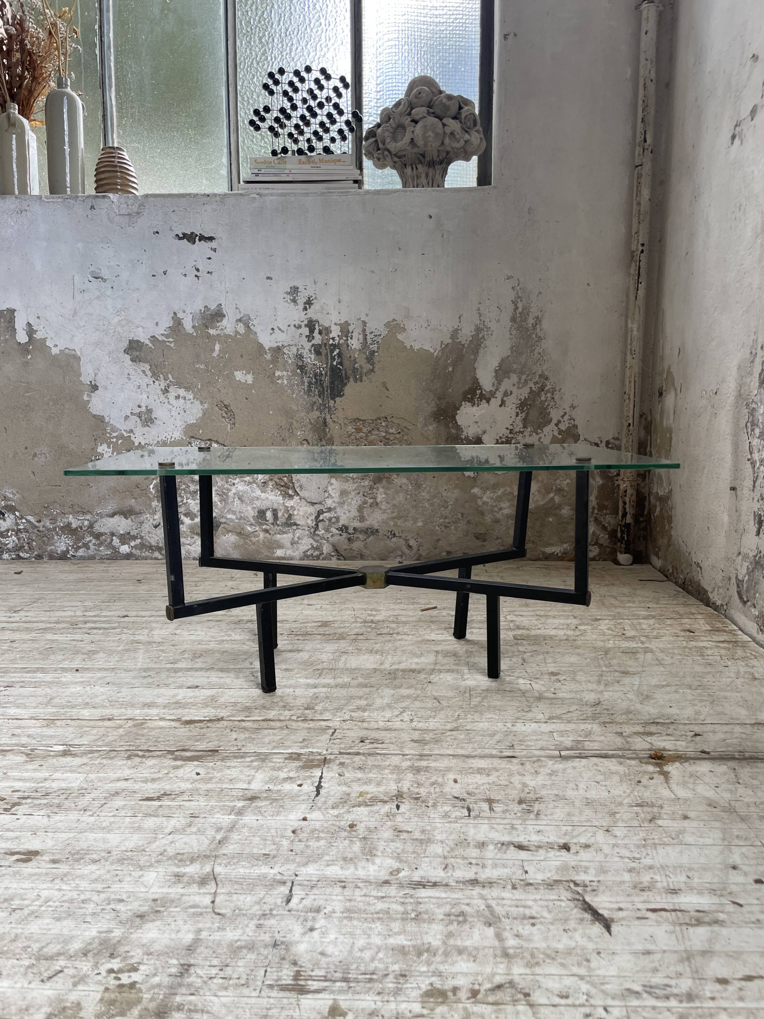 60s glass coffee table