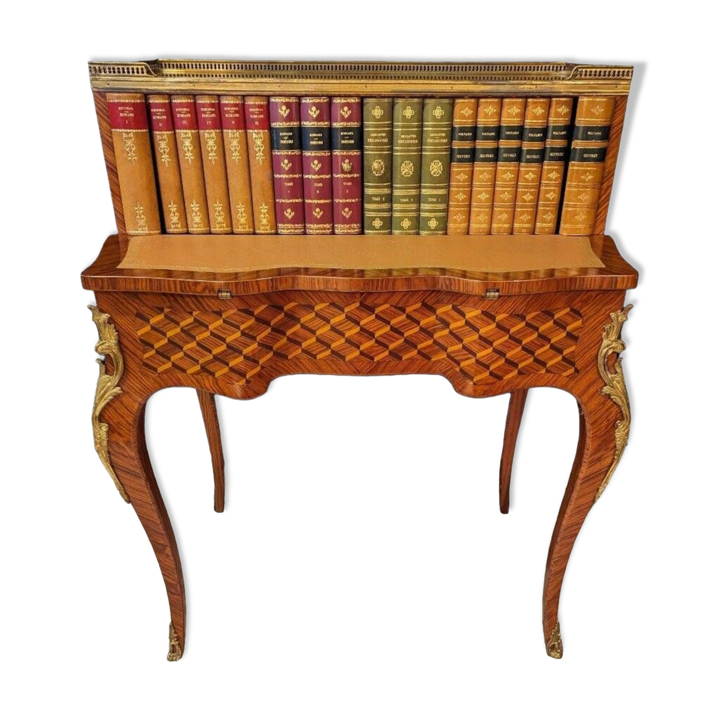 Louis XV Style Marquetry Stepped Desk