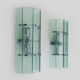 Pair of Italian Veca wall lamps in bluish glass, chrome, double lights