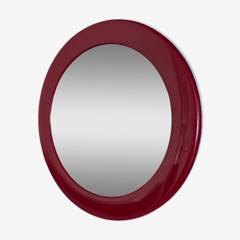 Round burgundy plastic mirror