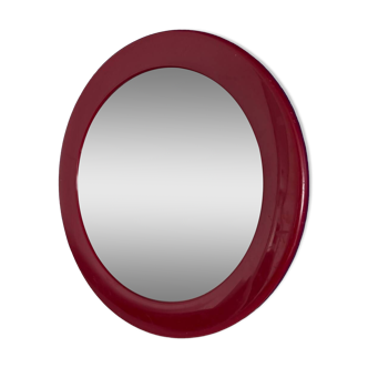 Round burgundy plastic mirror