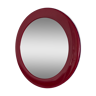Round burgundy plastic mirror
