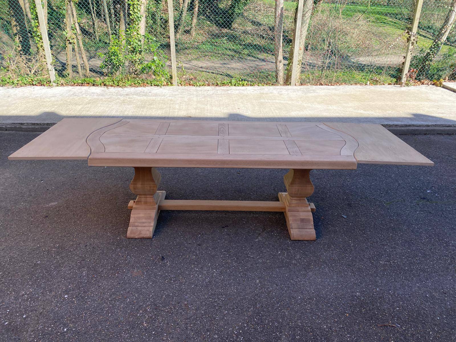 Renovated extendable monastery dining table in solid oak 220-300cm