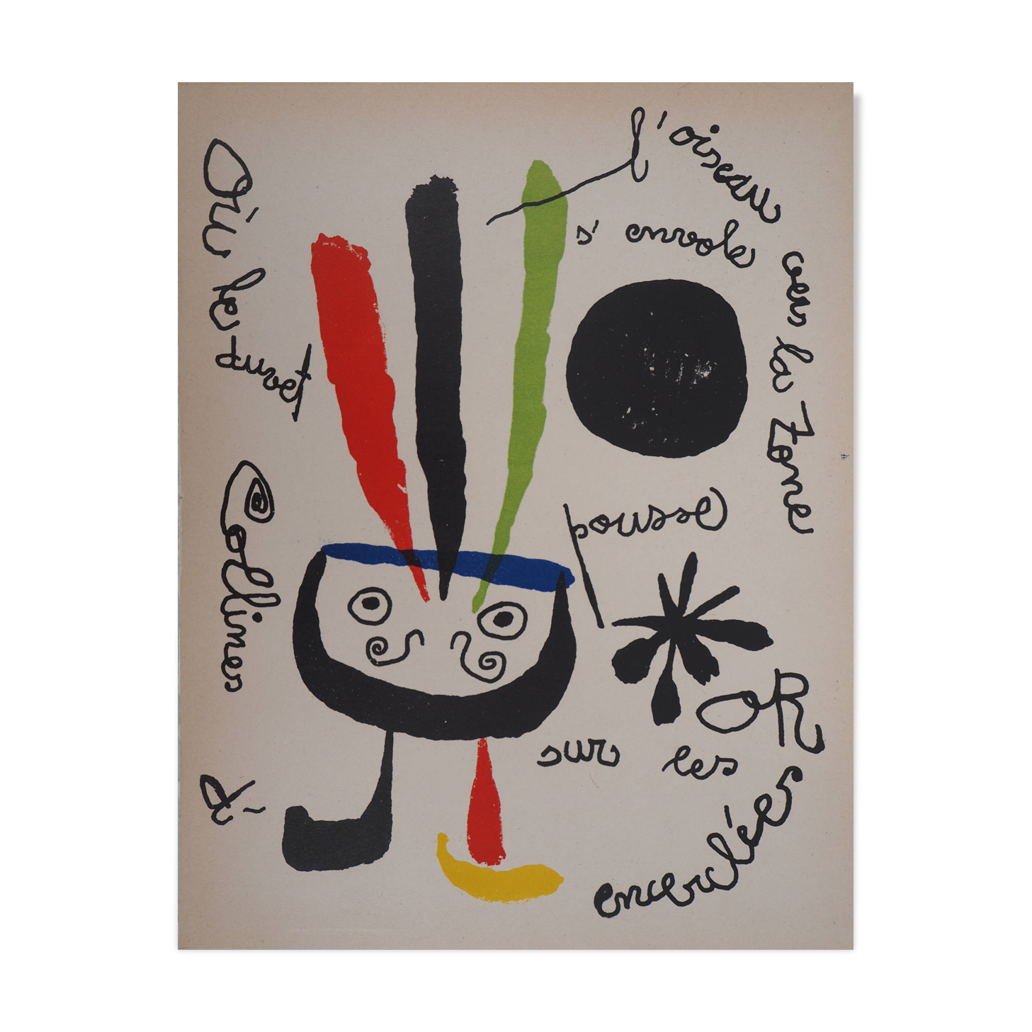 Joan miro : l’oiseau surréaliste - lithographie originale