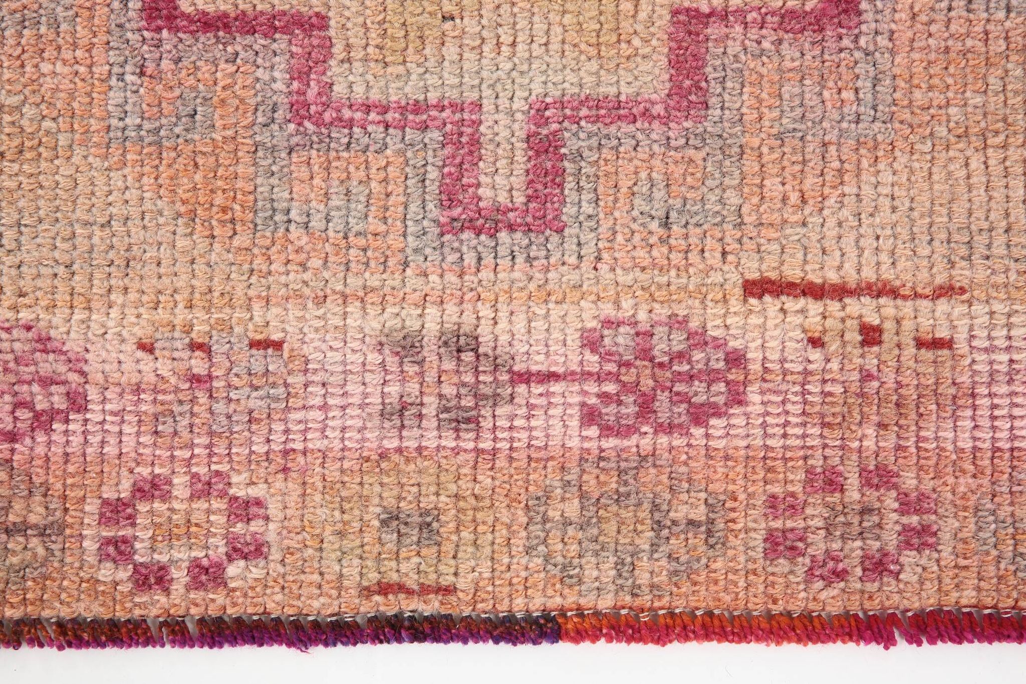 3x12 Rug For Kitchen Pale Red Pink Turkish Vintage Runner Rug 85x367Cm